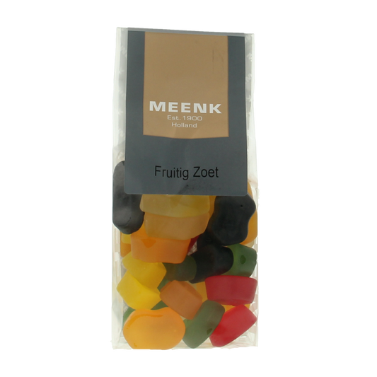 Meenk Fruitig zoet winegums in 180g package, colorful chewy candies from the Meenk snoepgoed collection.