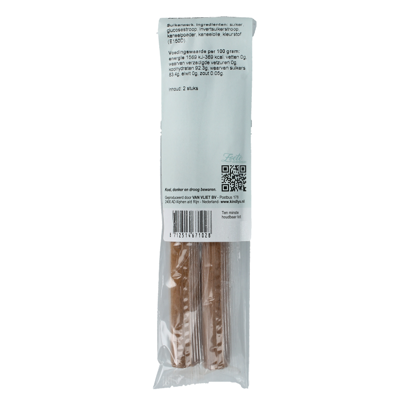 Kindly's Kaneelstok zakje with two cinnamon sticks, sweet candy snack from Kindly's brand.