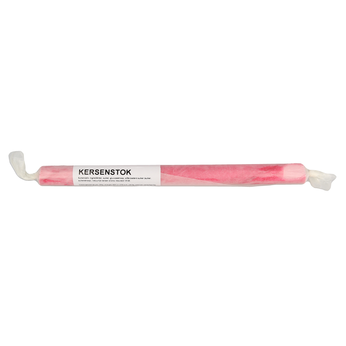 Kindly's Zuurstok cherry candy stick, a colorful sour lollipop, shown in the image with bright red and yellow swirls.