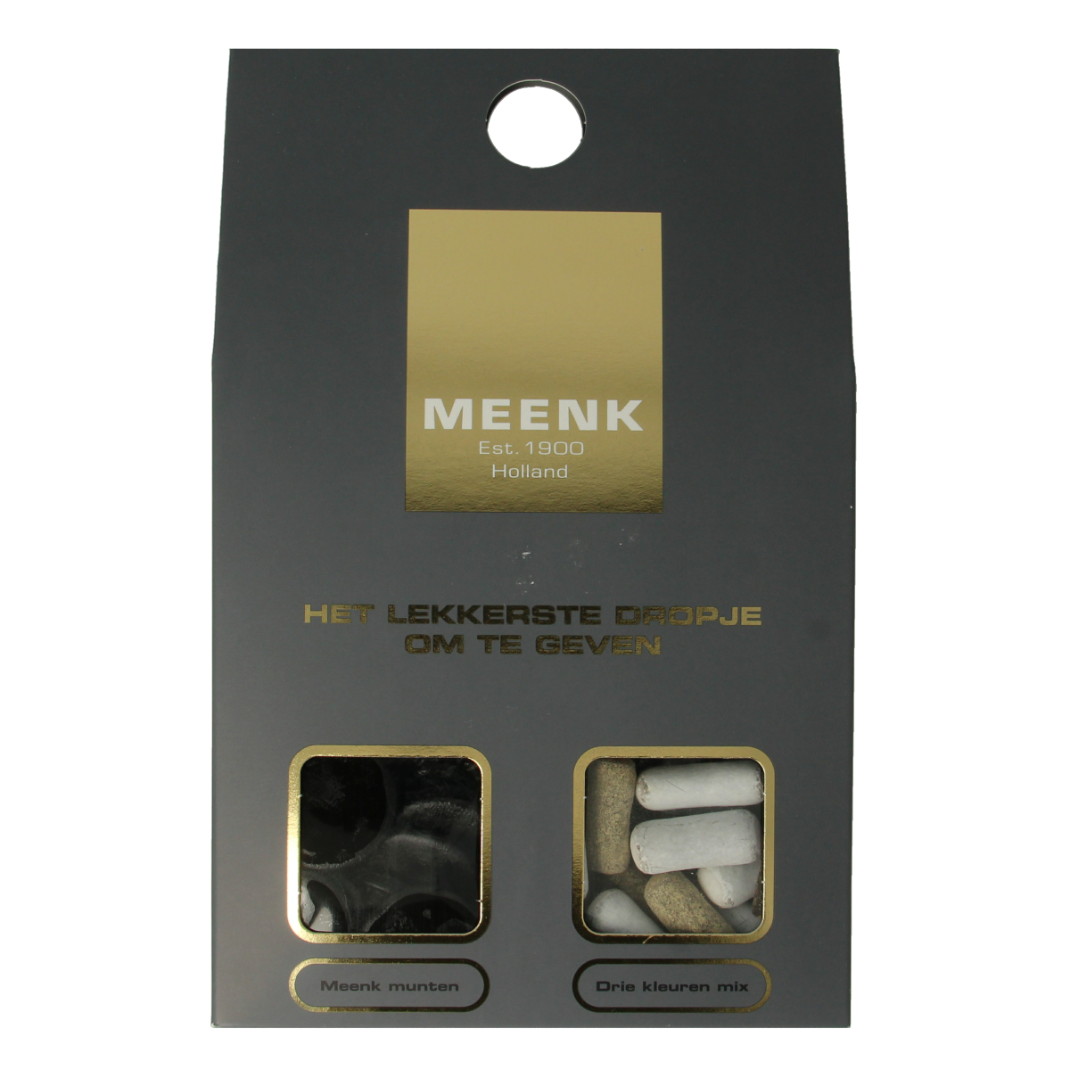 Meenk snoepgoed cadeau met traditionele smaken, verpakking met 1 stuk, kleurrijk en aantrekkelijk voor liefhebbers van zoetigheden.