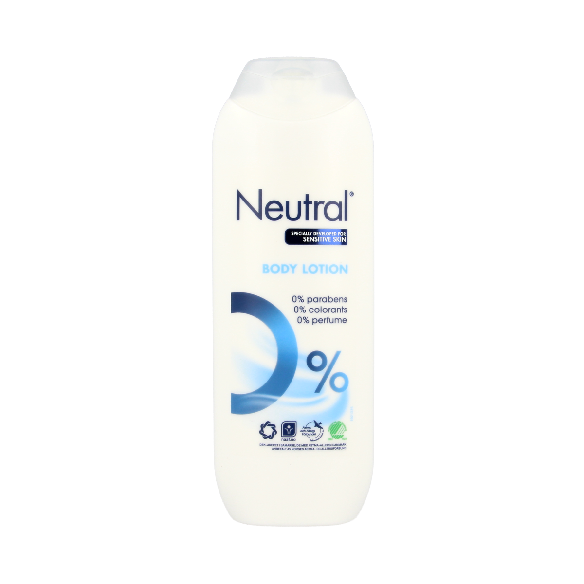 Neutral body lotion in a 250ml bottle, featuring a simple, clean design for moisturizing body care.