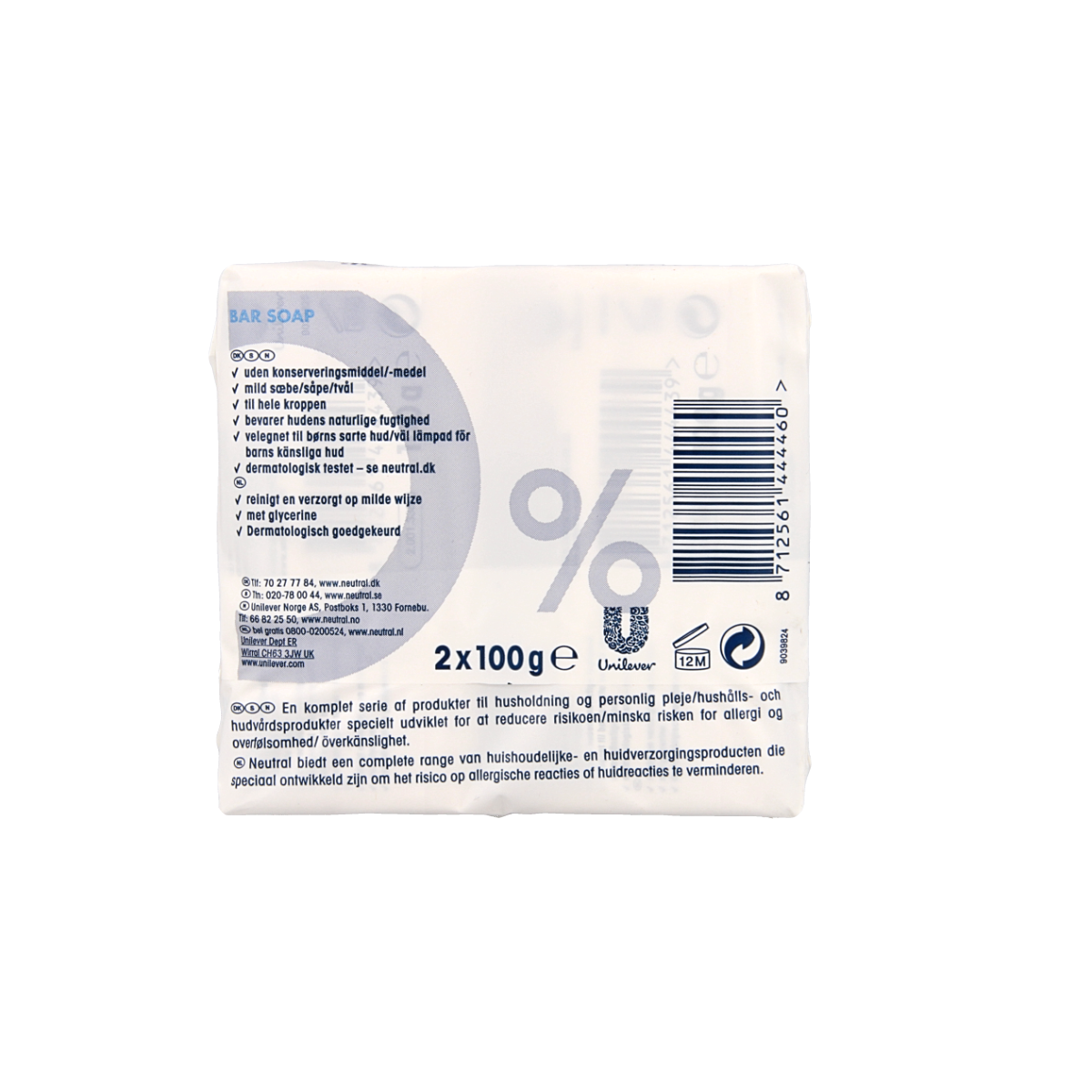 Neutral Zeeptablet duo soap bars, 2 x 100g, totaling 200g, natural cleansing soap with neutral ingredients.