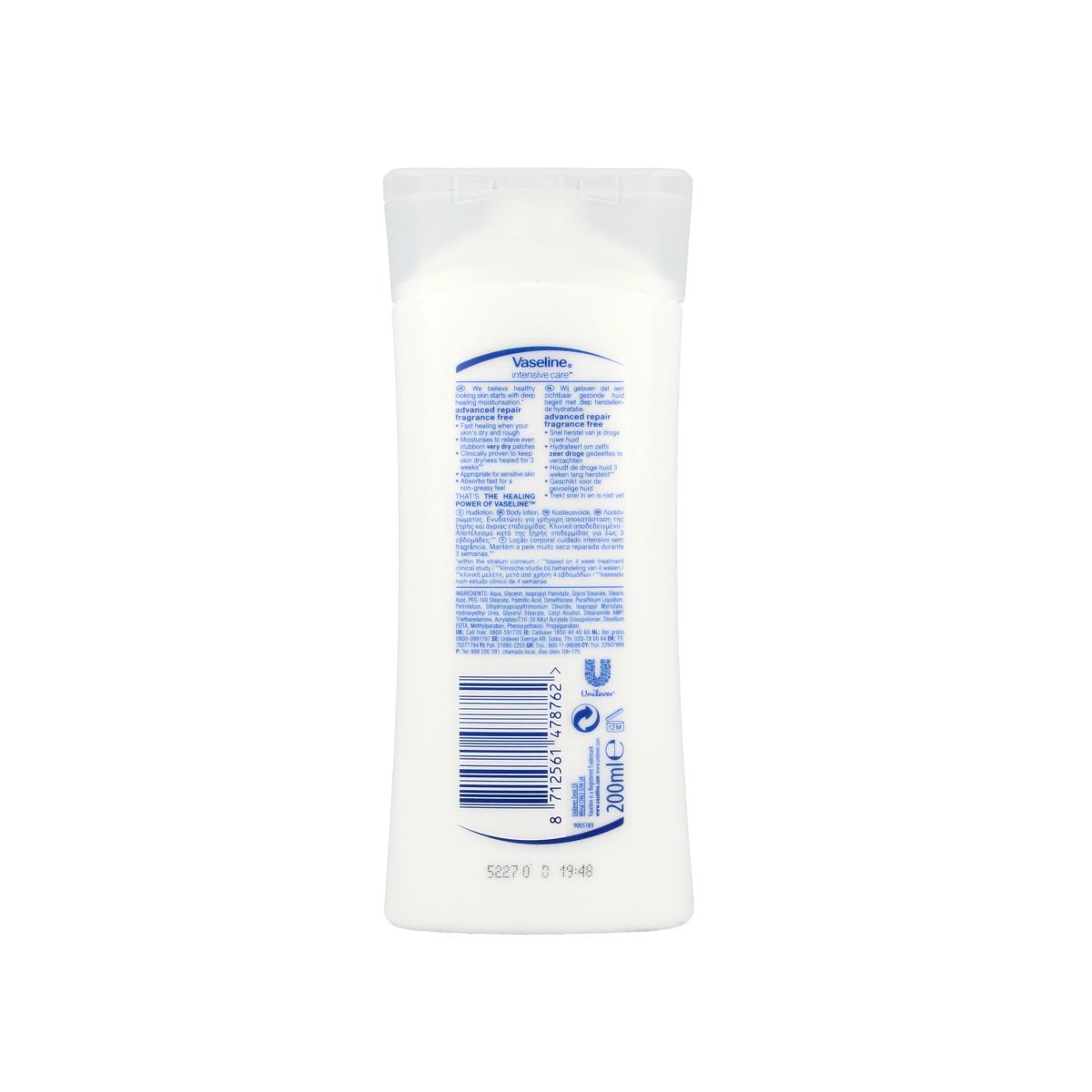 Vaseline Advanced Repair Body Lotion 200ml bottle, moisturizing body care product for soft, healthy skin.