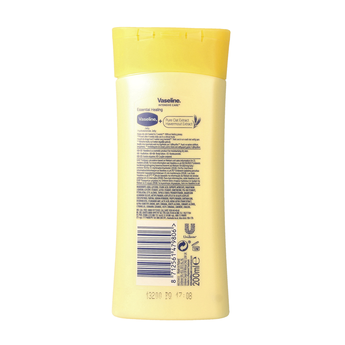Vaseline Intensive Care Body Lotion in 200ml bottle, moisturizing and healing body moisturizer for soft skin.