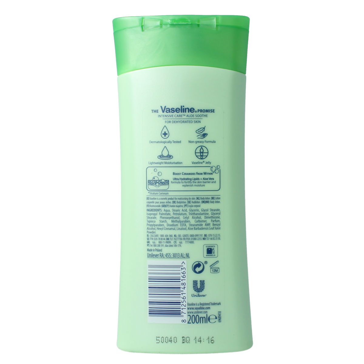 Vaseline Aloe Fresh Body Lotion 200ml bottle with label, moisturizing body care product for smooth skin
