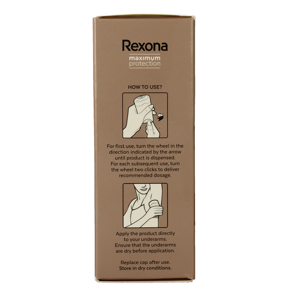 Rexona maximum protection stress control deodorant spray 45ml, with a sleek silver and blue can showing the Rexona logo.