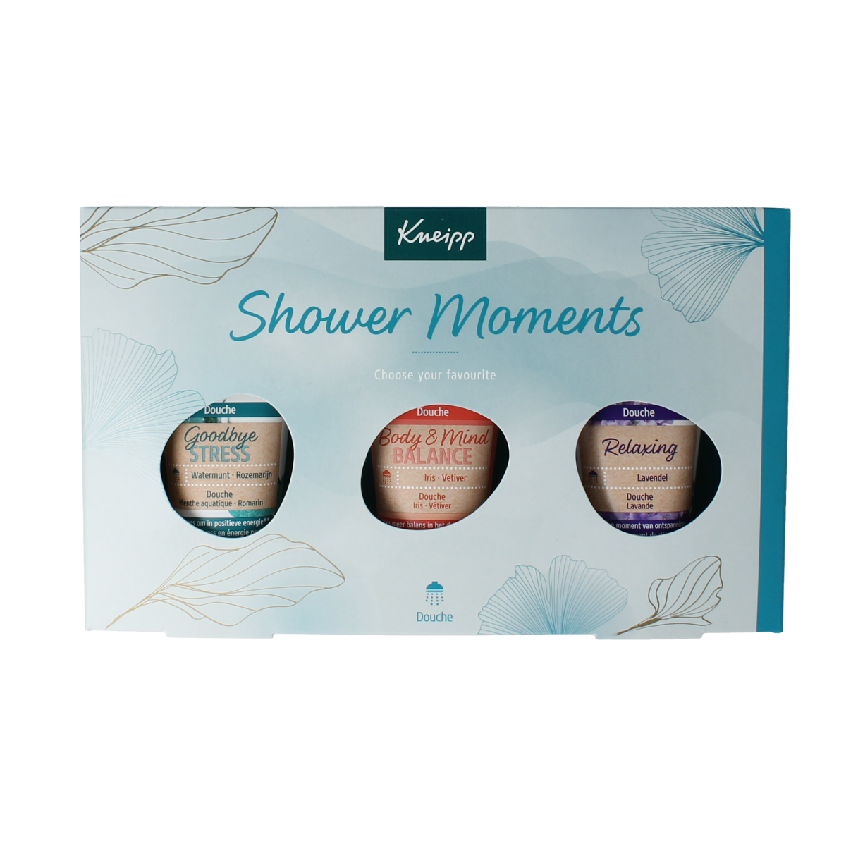 Kneipp shower favourites gift set featuring assorted bath and shower products in a decorative packaging.