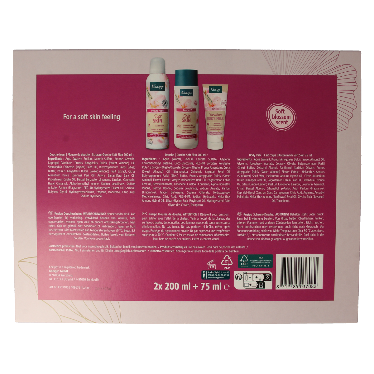 Kneipp Luxe Soft Skin gift set featuring body care products with soothing formulas and elegant packaging.