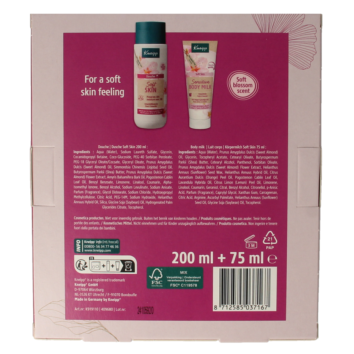 Kneipp Geschenkset soft skin moments with body care products, including lotions and creams for nourishing skin.