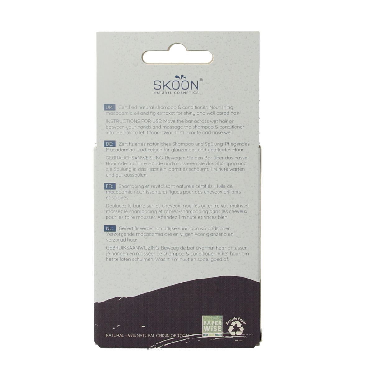 Skoon solid shampoo and conditioner bar in 90g, natural hair care product, eco-friendly Haarverzorging from Skoon.