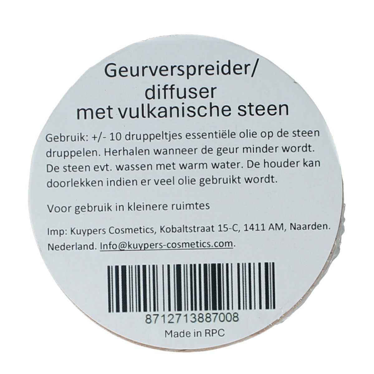 Soylites geurverspreider with volcanic stone for essential oils, displayed with the product and volcanic stone in the image.