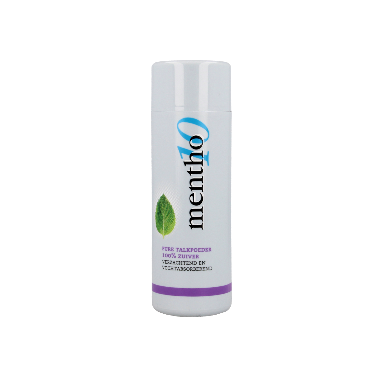 Mentho 10 lichaamsverzorging talkpoeder in 75g, wit en poederachtig, with menthol scent and smooth texture.