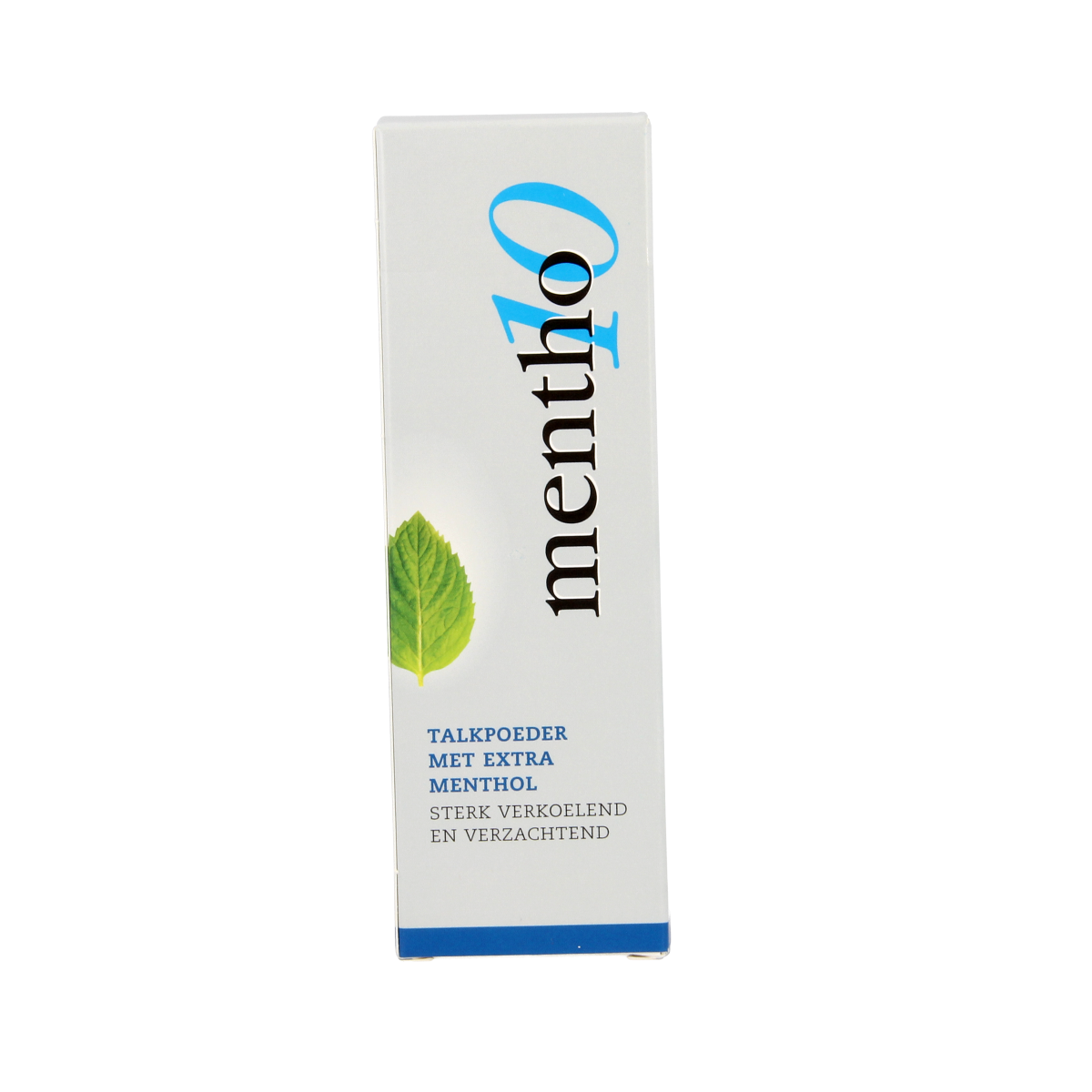Mentho 10 Menthol Powder 75g in a clear container, used for body care, with menthol granules visible in the image.
