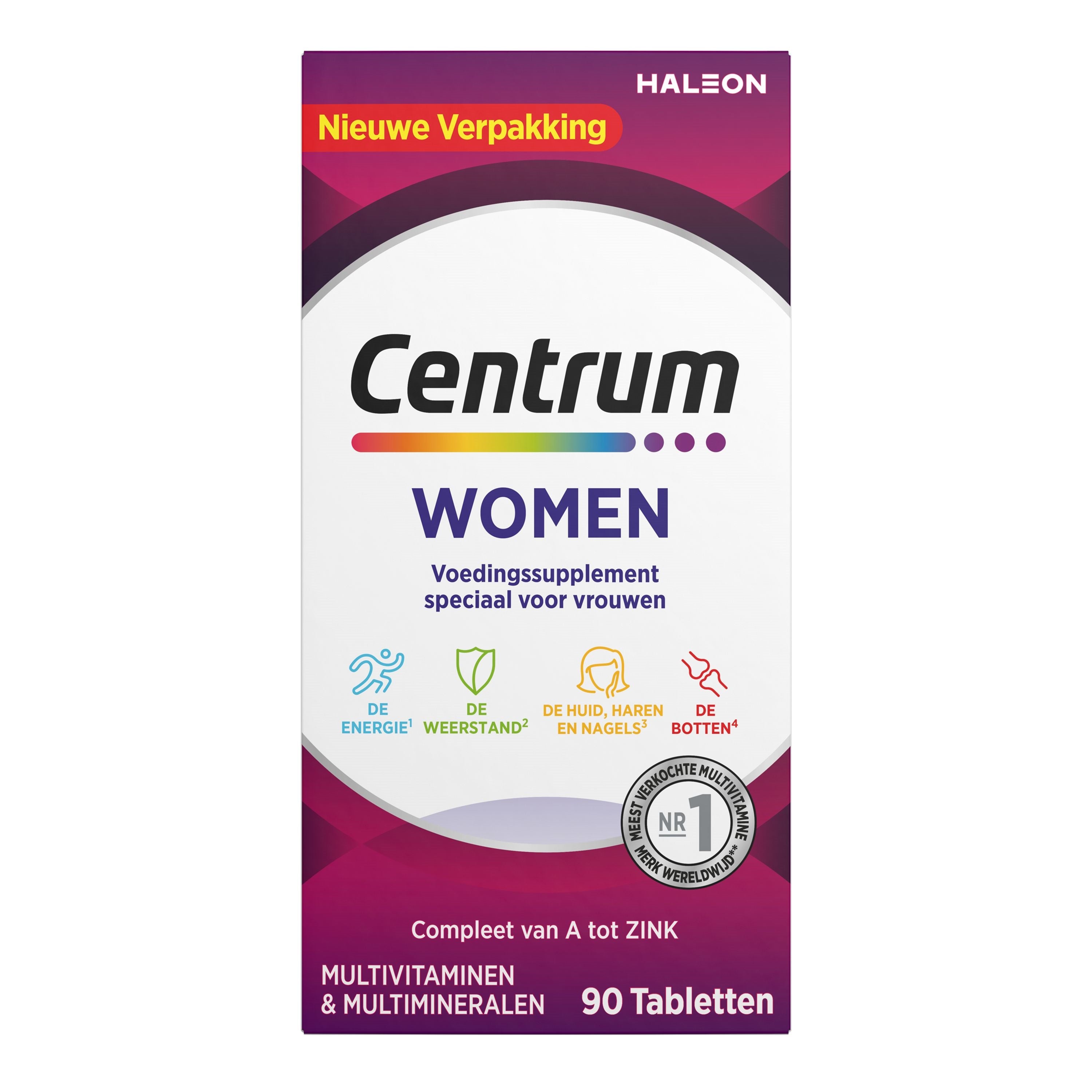 Centrum Women Advanced multivitamin tablets in a bottle, featuring colorful tablets for daily nutritional support.