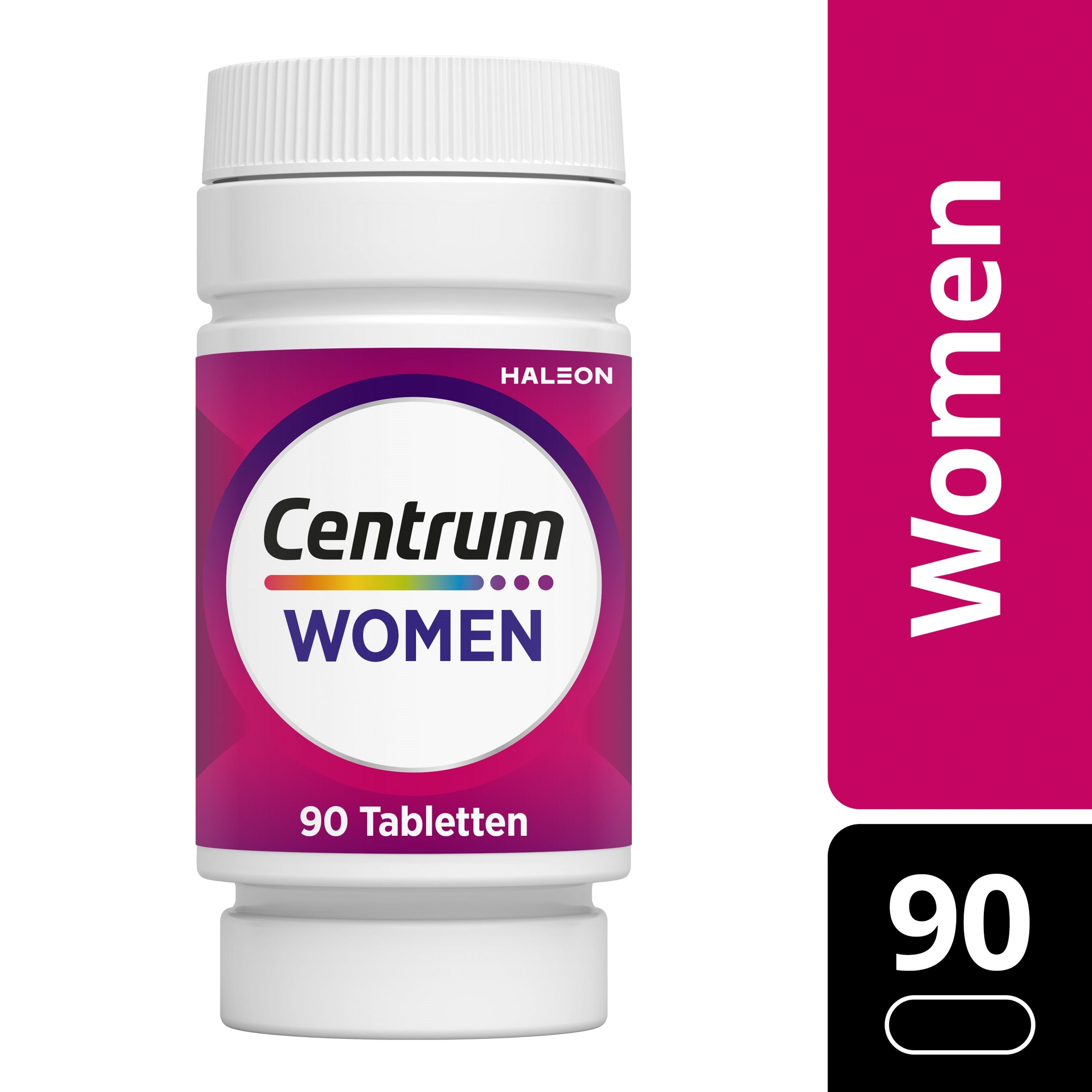Centrum Women Advanced multivitamin tablets, dietary supplement with various vitamins, in a blister pack.