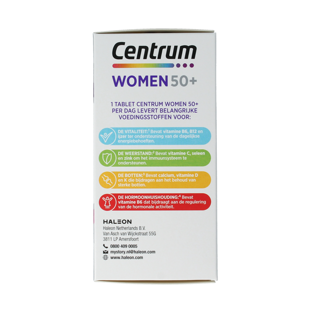 Centrum Women 50+ advanced multivitamin tablets in a bottle, designed for women over 50 to support daily health and wellness.