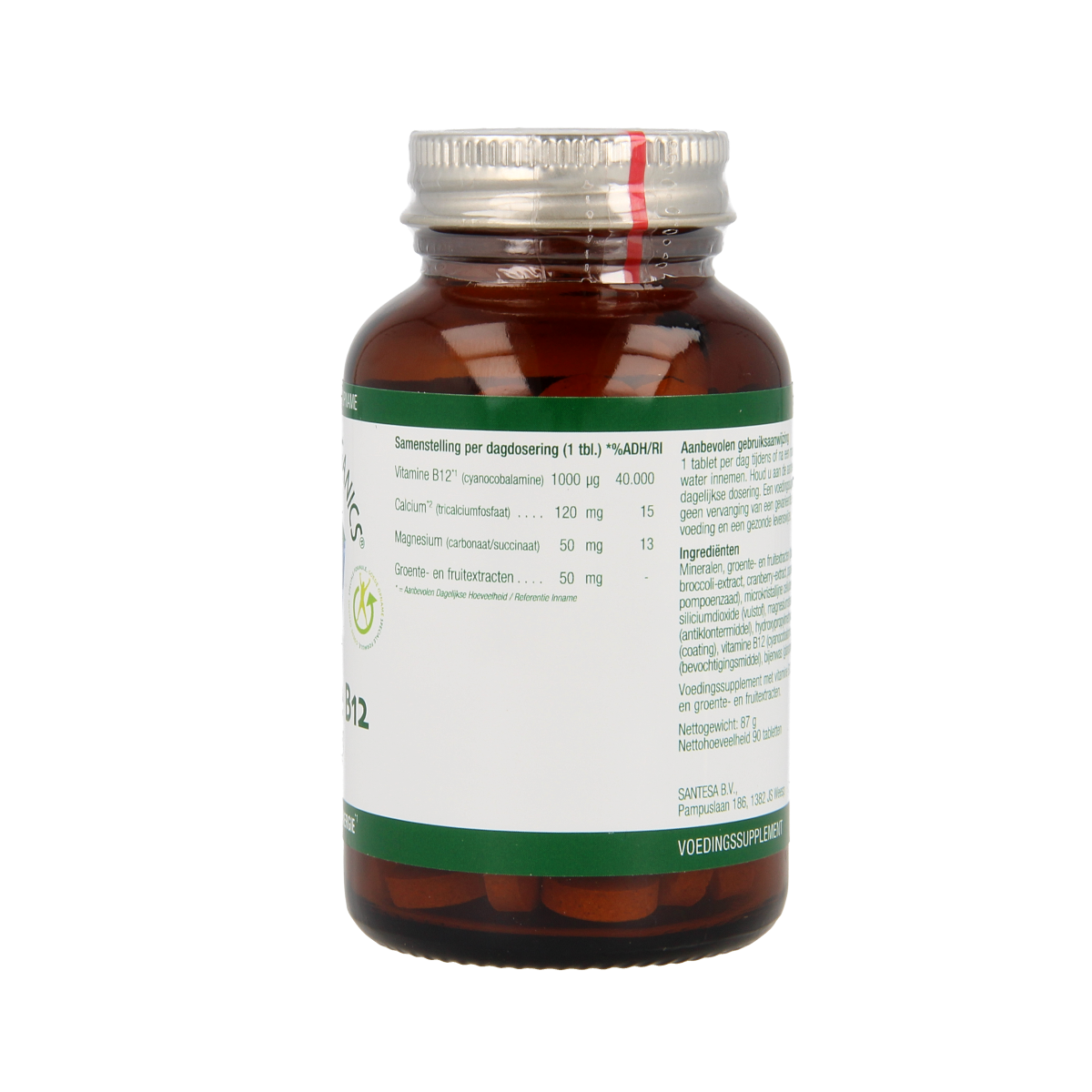 Essential Organics Vitamin B12 1000mcg tablets, dietary supplement for energy and health, displayed in a bottle.