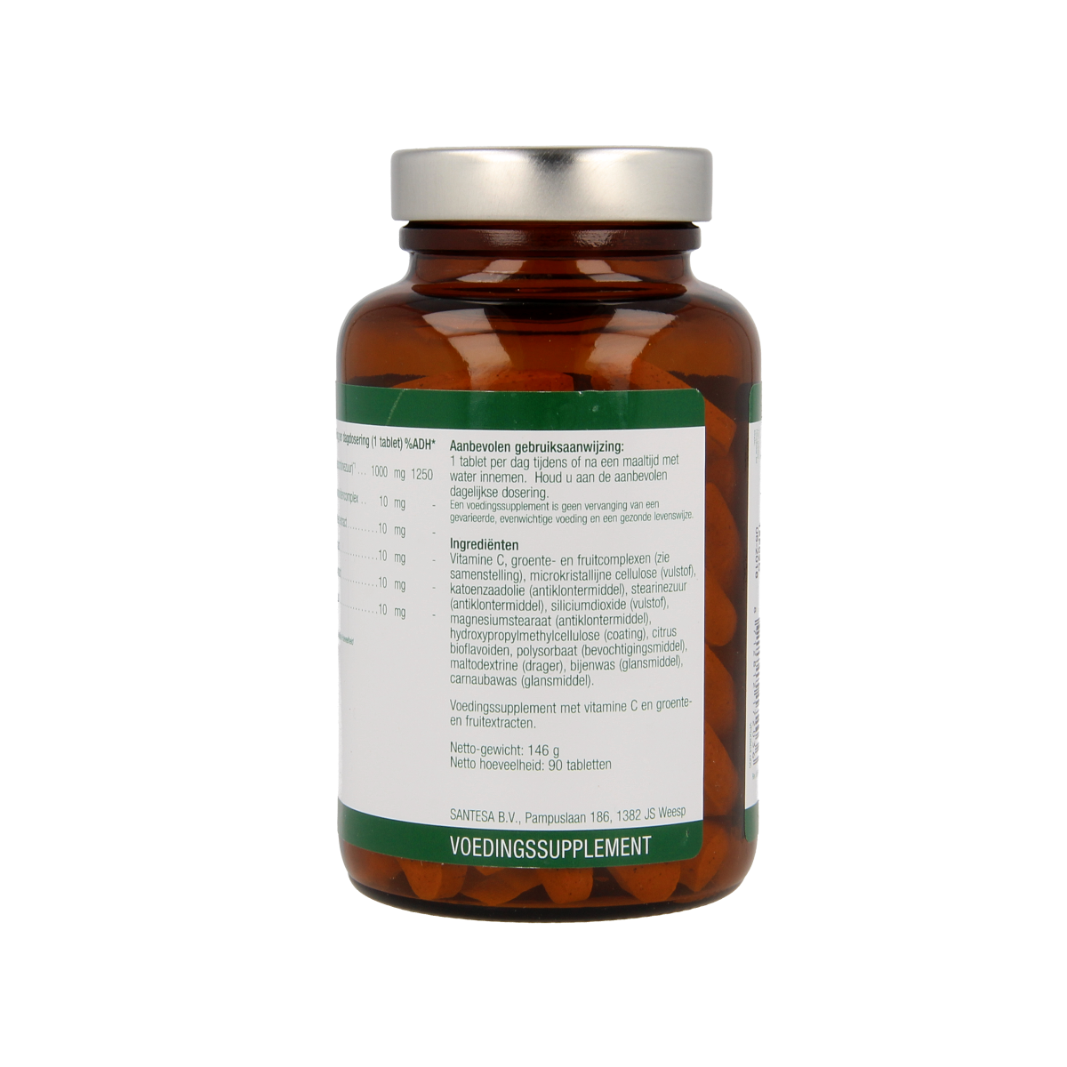 Essential Organics Vitamin C 1000mg supplement bottle with 90 tablets, showing the product label and packaging.