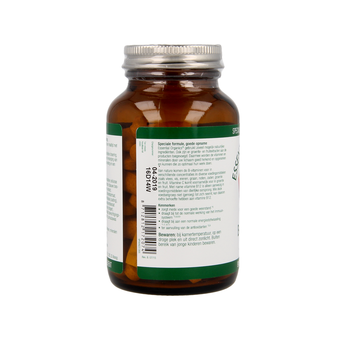 Essential Organics Bplex & C multivitamin tablets, supplement with essential B vitamins and vitamin C for daily health support.