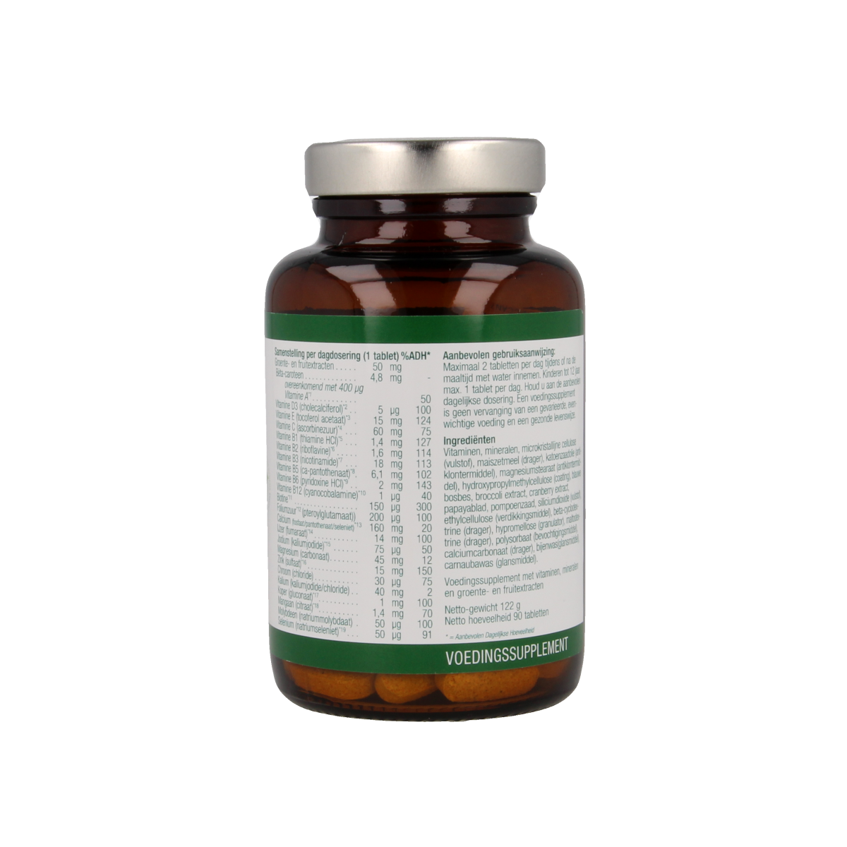 Essential Organics All Family multivitamin tablets, dietary supplement for all ages, shown in blister pack.