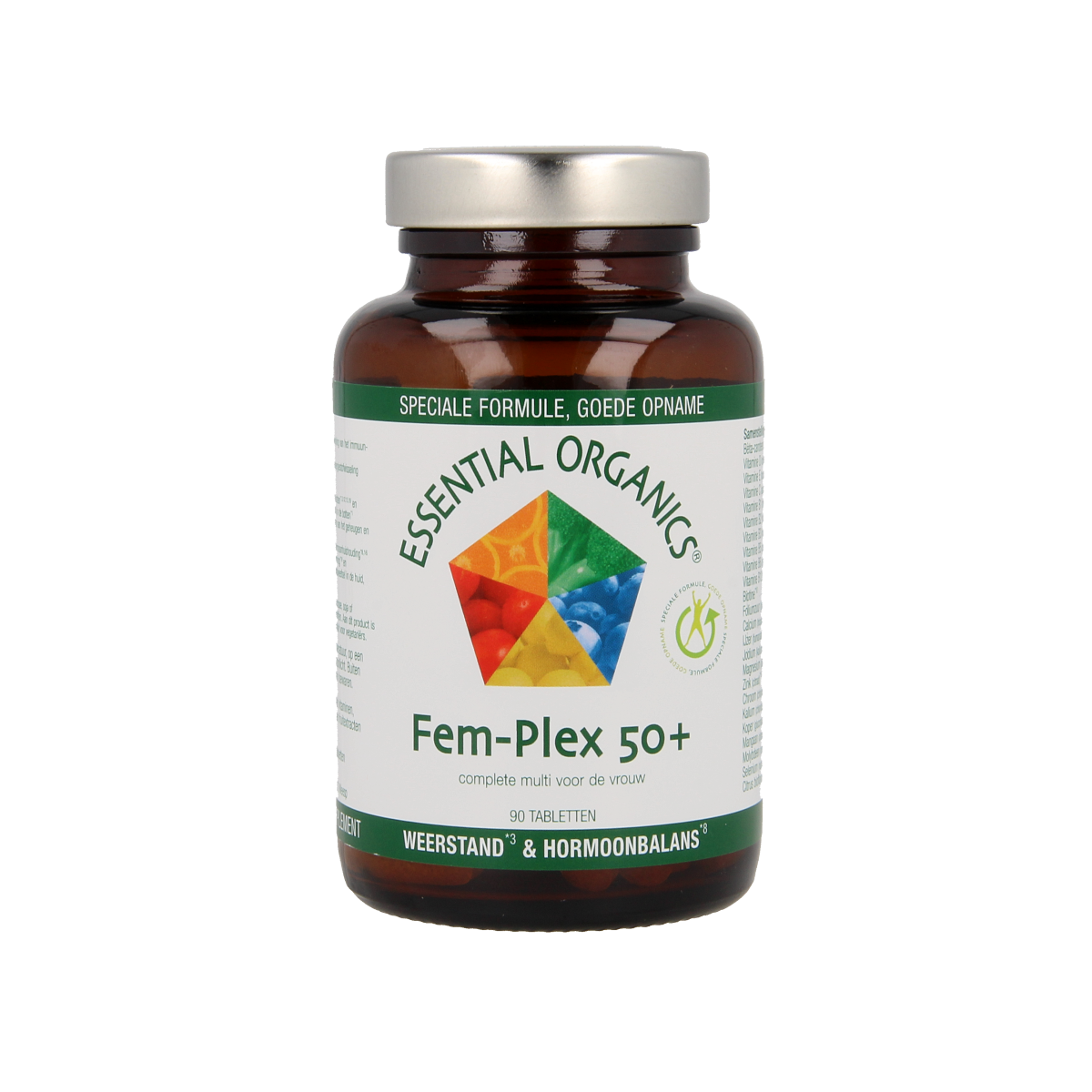 Essential Organics Fem Plex multivitamin tablets, 50 and 90 count, dietary supplement for women's health
