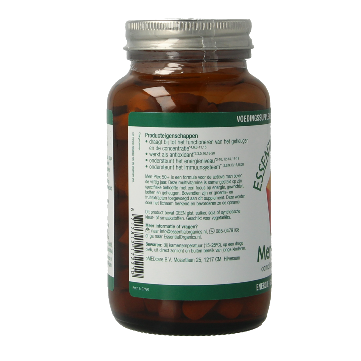 Essential Organics Men Plex 50+ multivitamin tablets, 90 count, dietary supplement for men's health and vitality.