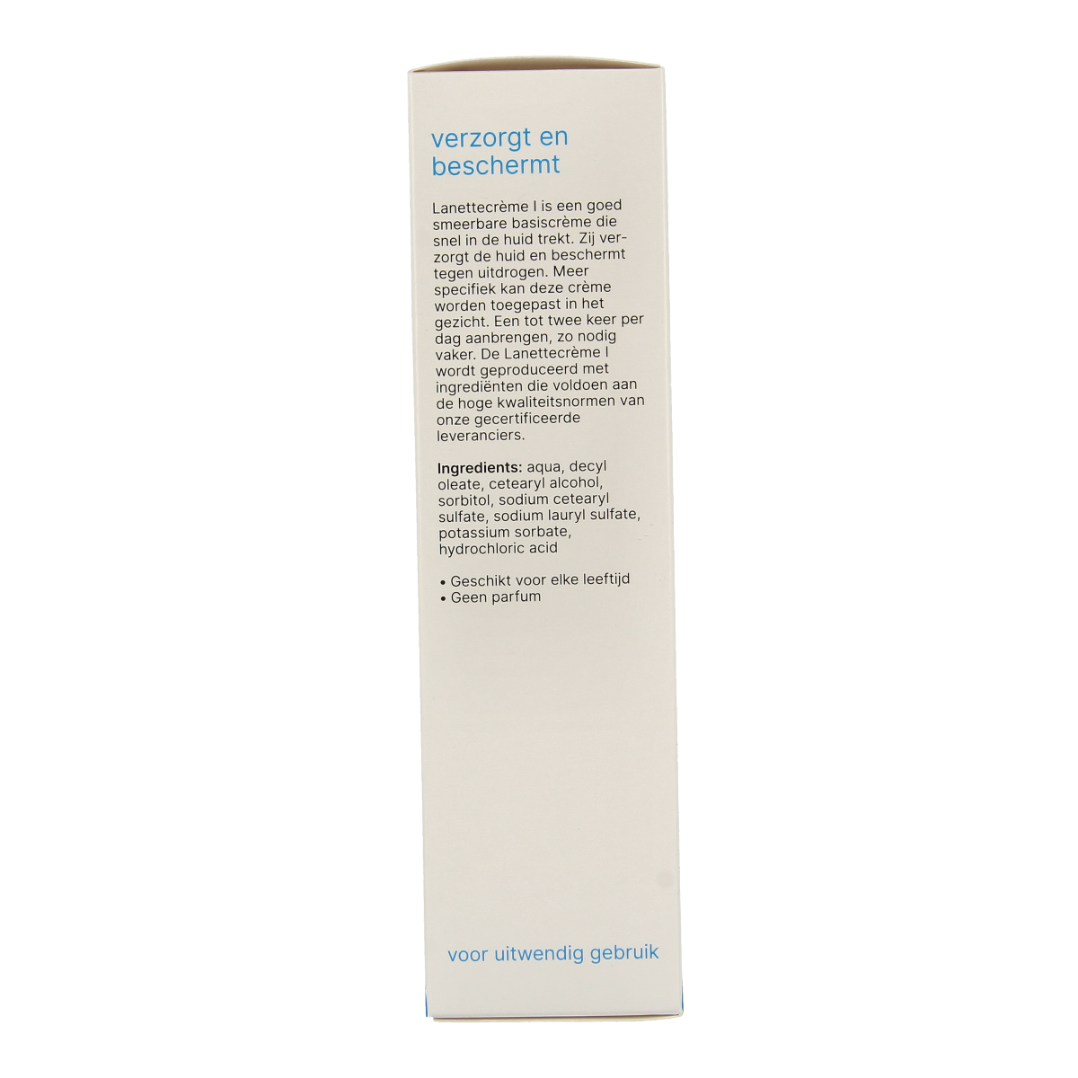 Bipharma Lanettecreme in a 100g tube, packaged in a vouwdoos, for body care and moisturizing purposes.