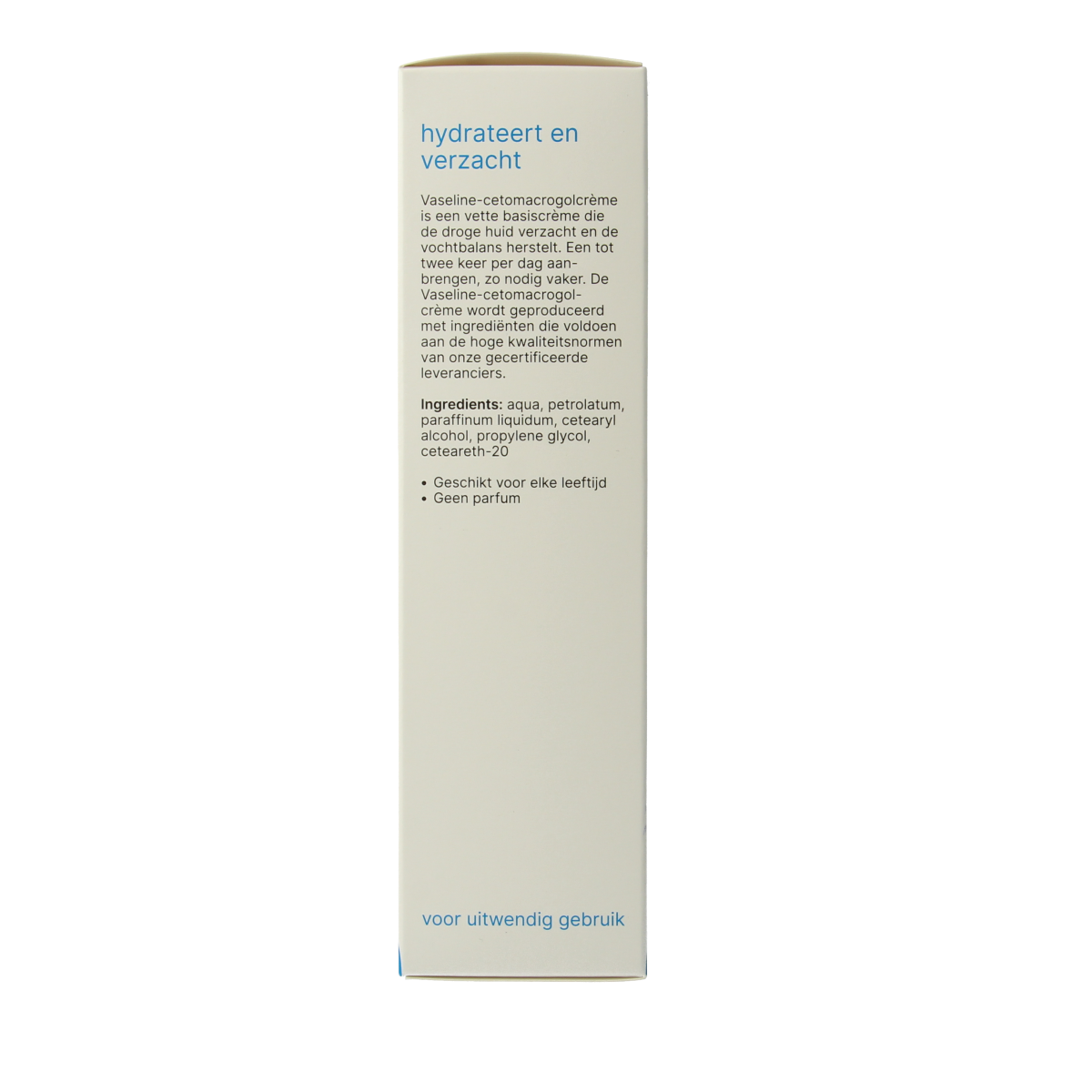Bipharma Vaseline Cetomacrogol Creme in 100g jar, a body skincare product with a smooth, creamy texture for moisturizing skin.