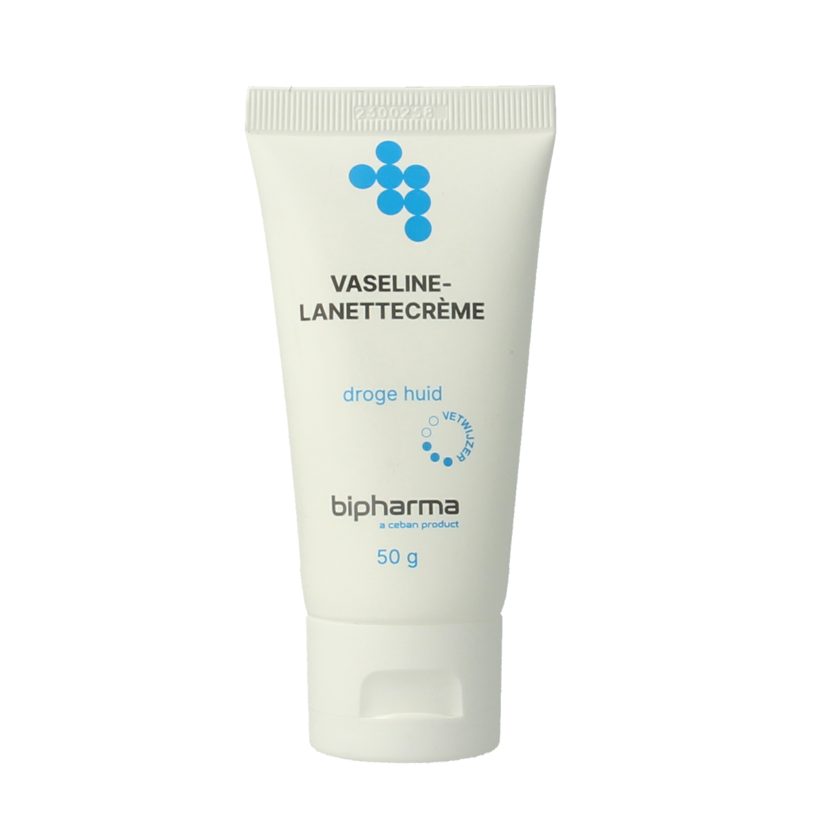 Bipharma Vaseline Lanettecreme 50g jar, creamy body moisturizer with smooth texture for skin care.