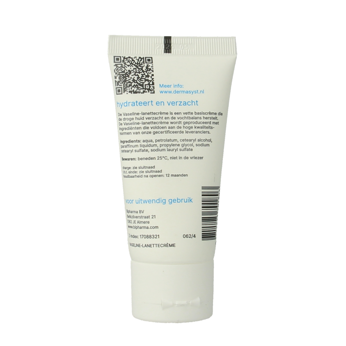Bipharma Vaseline lanettecreme 50g jar, a body care product with smooth, creamy texture for skin hydration and nourishment.