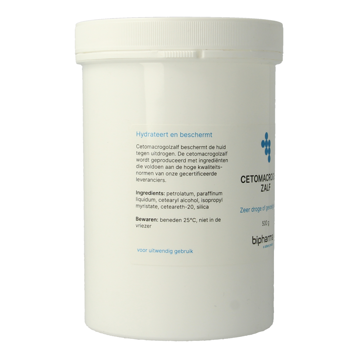 Bipharma Cetomacrogolzalf FNA body care cream in a 500g container, smooth, creamy texture for skin hydration and softness