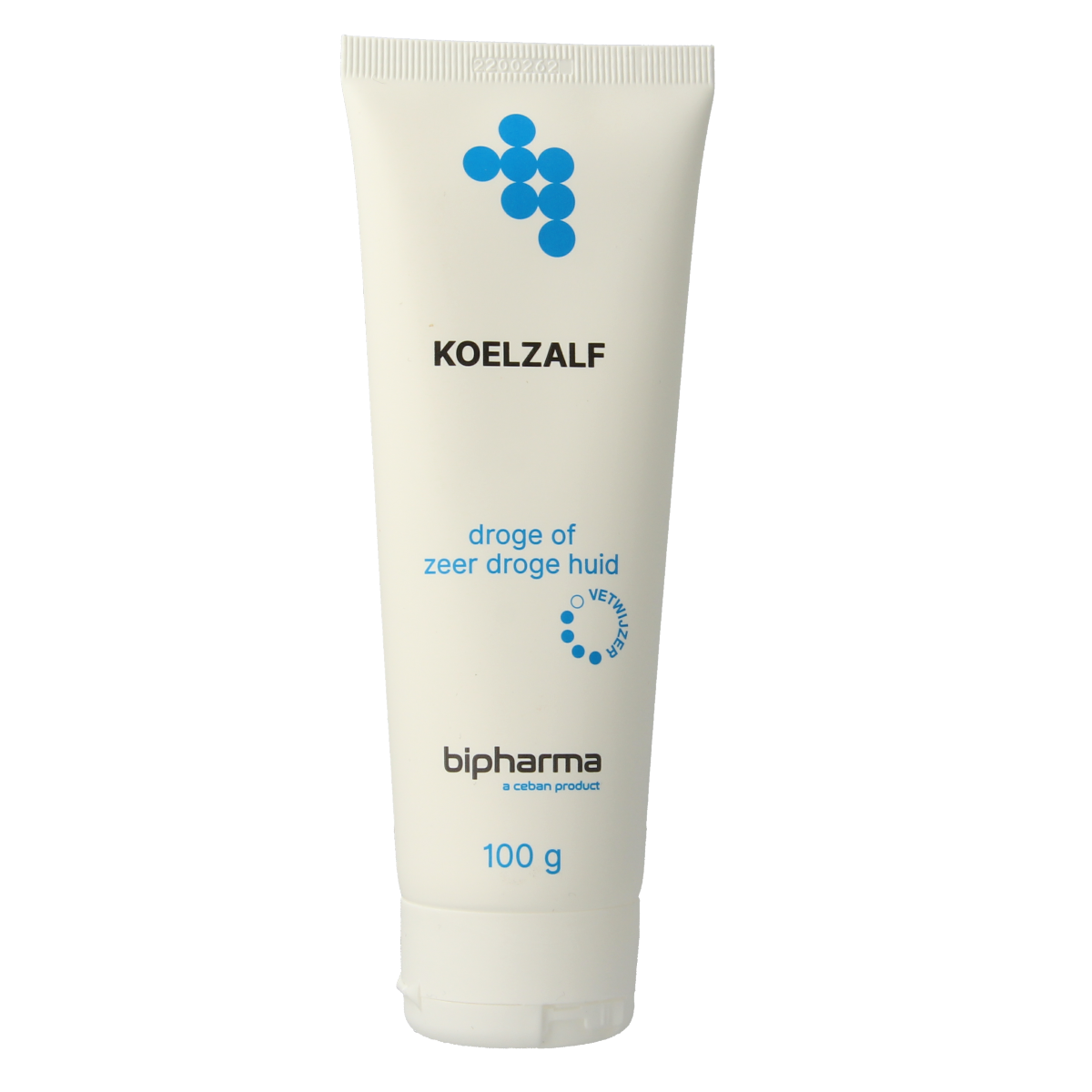Bipharma Koelzalf loose tube 100g, body care product with a white tube and blue cap, used for soothing skin.