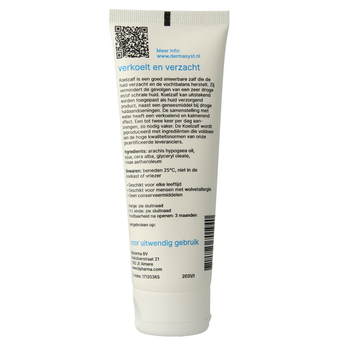 Bipharma Koelzalf 100g tube for body care, featuring a white and green tube with product label and cap.