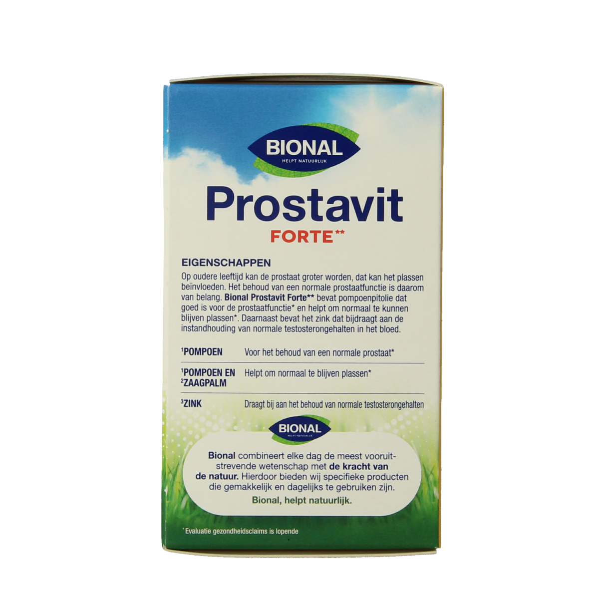 Bional Prostavit Forte herbal capsules in a blister pack, featuring natural ingredients for prostate health support.