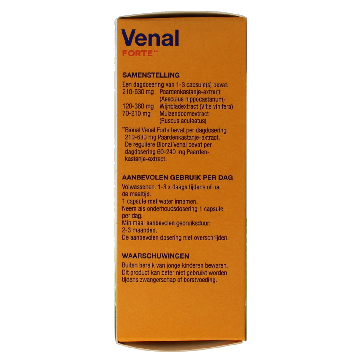 Bional Venal Forte herbal supplement capsules, Bional Kruidenpreparaten, showing the product packaging and capsules.