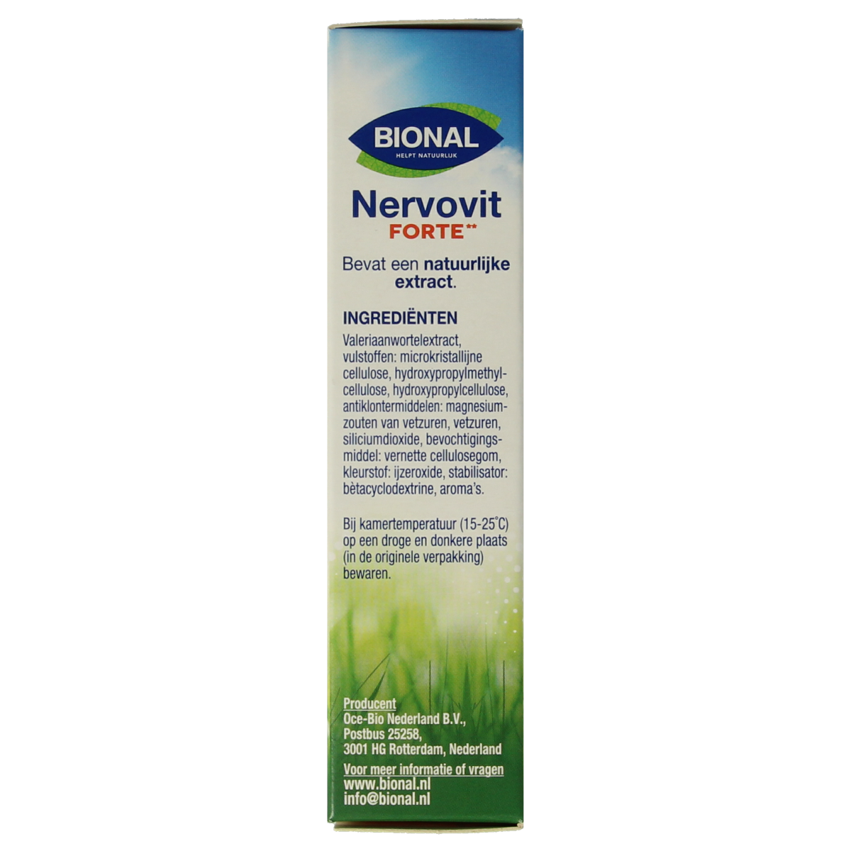 Bional Nervovit Forte herbal supplement tablets, showing the packaging and 45 tablets in a blister pack.