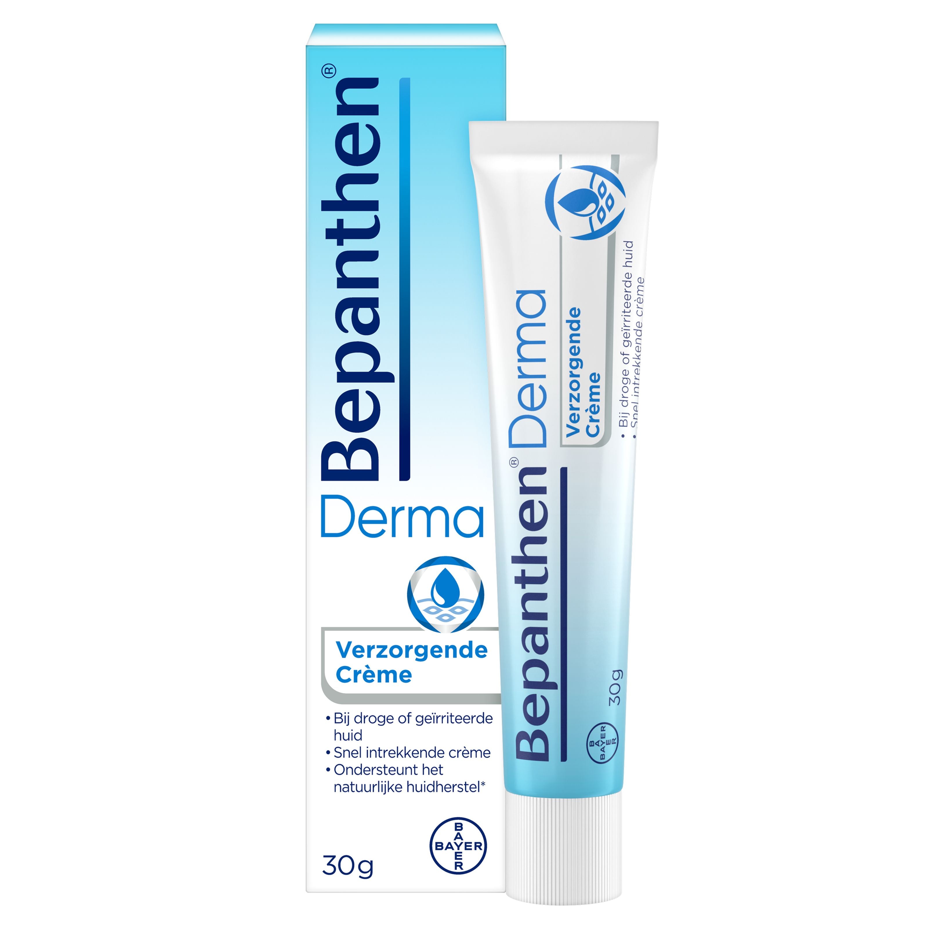 Bepanthen Creme verzorgend 30g, a soothing skincare cream in a small tub for body care.