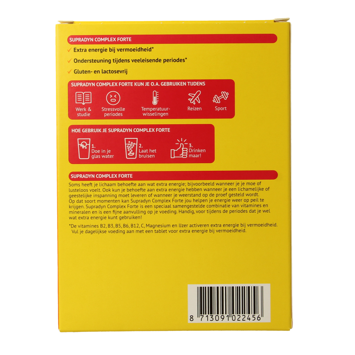 Supradyn Complex Forte multivitamin effervescent tablets, showing the colorful blister pack of vitamin supplement tablets.