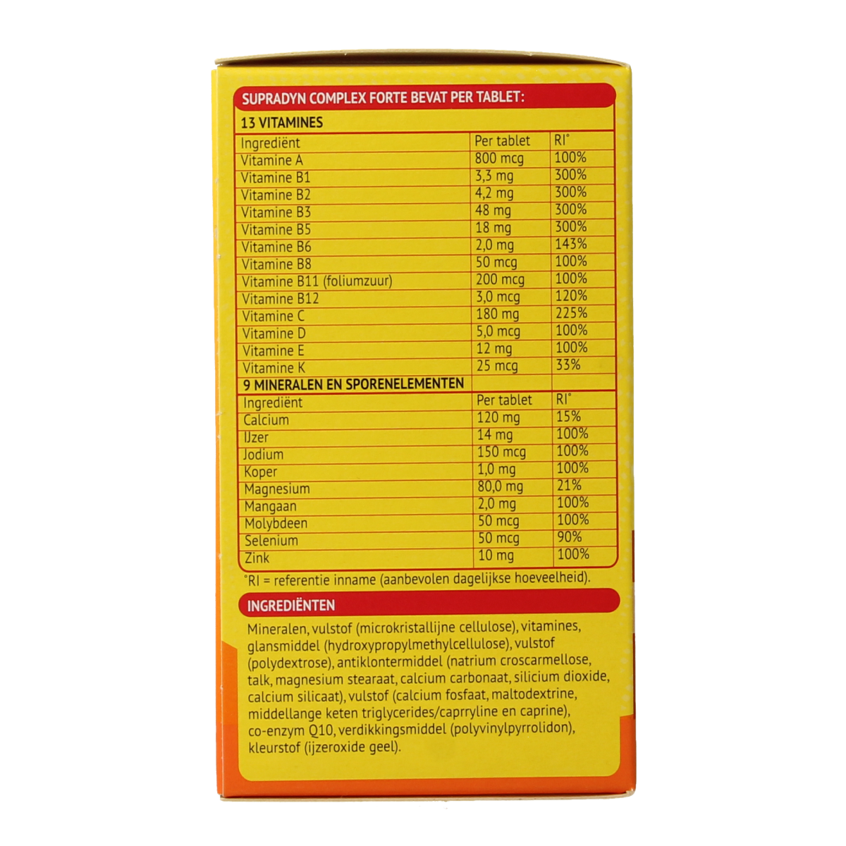 Supradyn Complex Forte multivitamin tablets in a blister pack, showing 95 tablets for daily dietary supplement use.