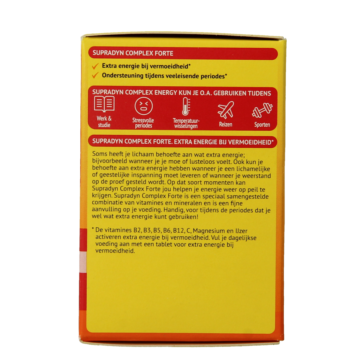 Box of Supradyn Complex Forte multivitamin tablets with 35 tablets, showing the Supradyn brand logo and product packaging.