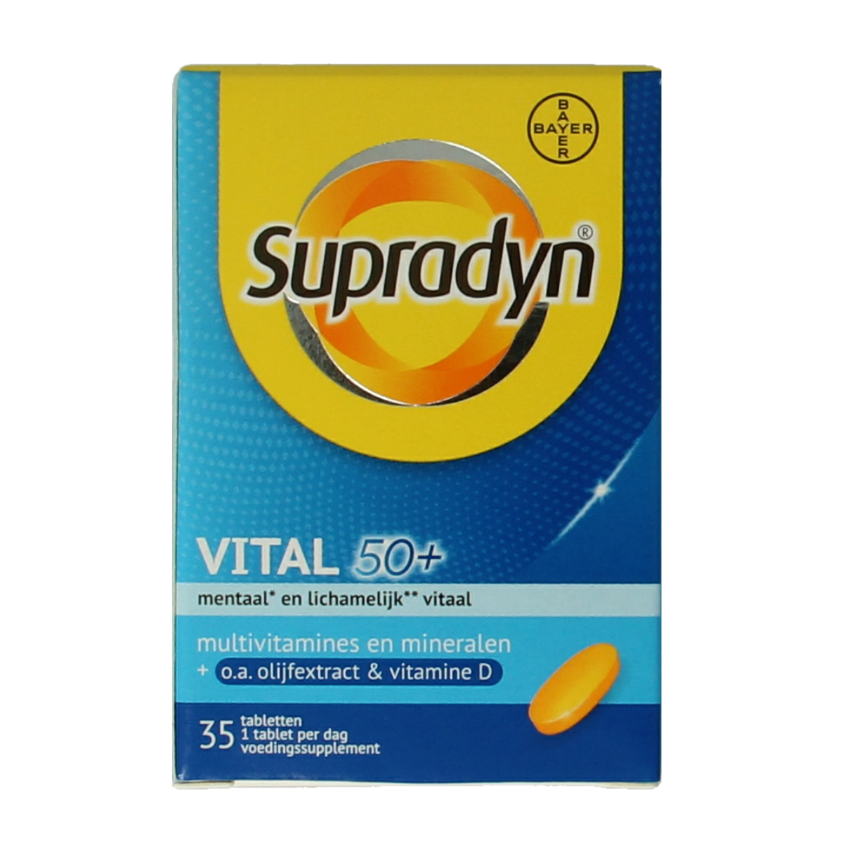 Supradyn Vital 50+ multivitamin tablets bottle with 35 tablets, dietary supplement for adults over 50.