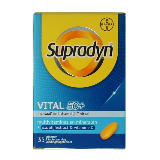 Supradyn Vital 50+ multivitamin tablets bottle with 35 tablets, dietary supplement for adults over 50.