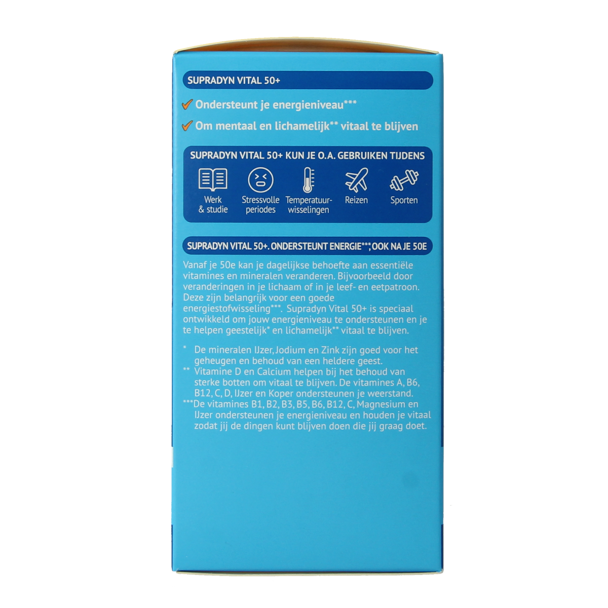 Suppledyn Vital 50+ multivitamin tablets in a bottle, designed for adults over 50 to support overall health and daily energy.