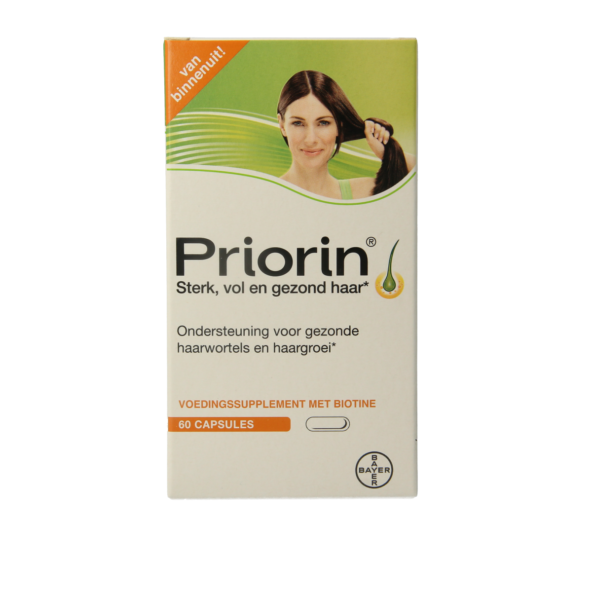 Priorin multivitamin capsules, dietary supplement with herbal ingredients, 60-count bottle for overall health support.
