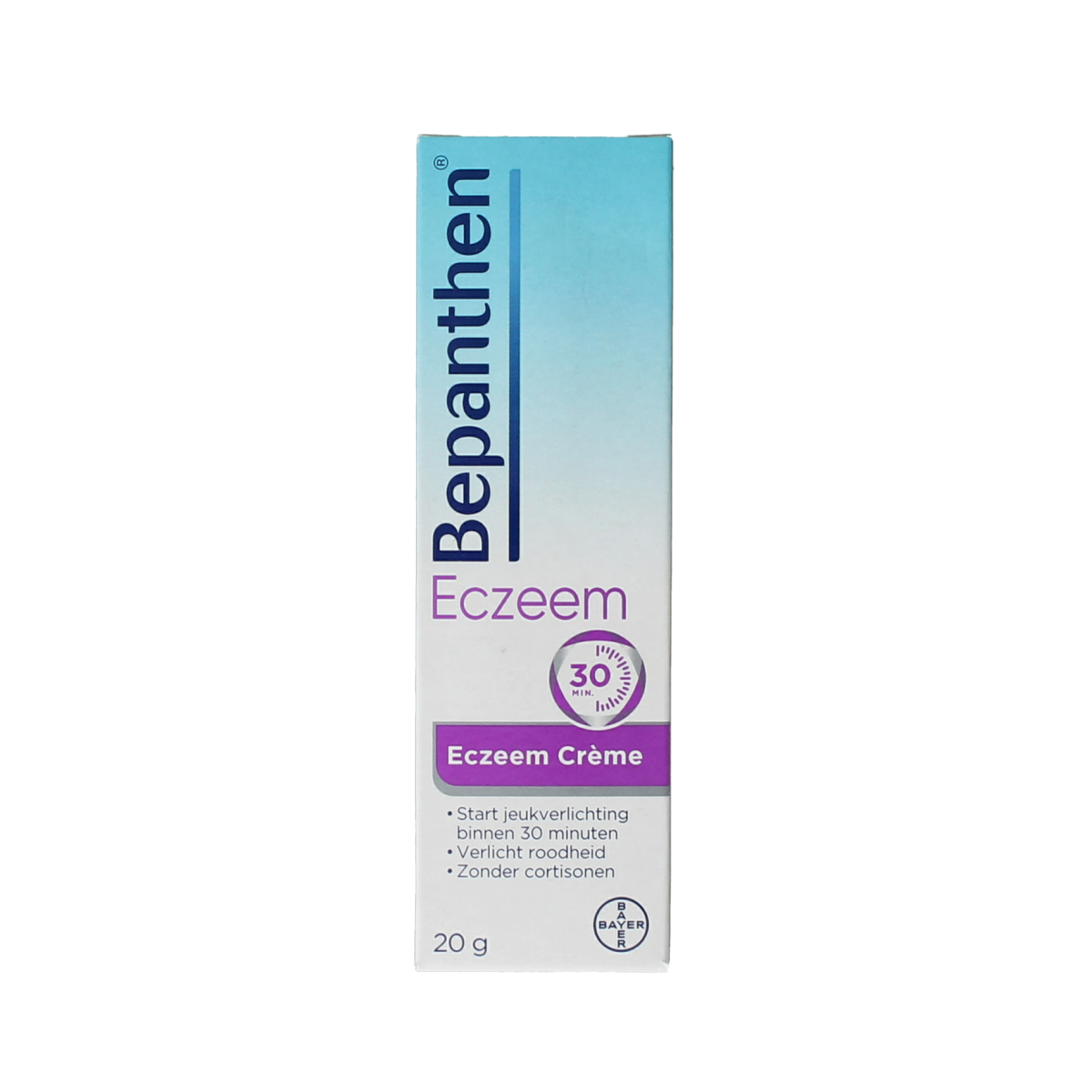 Bepanthen Eczeem creme 20g, body skincare product in a tube, suitable for soothing and caring for eczema-prone skin.