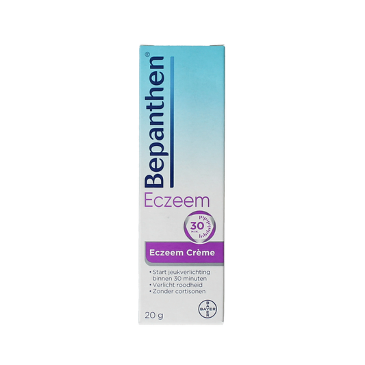 Bepanthen Eczeem creme 20g, body skincare product in a tube, suitable for soothing and caring for eczema-prone skin.