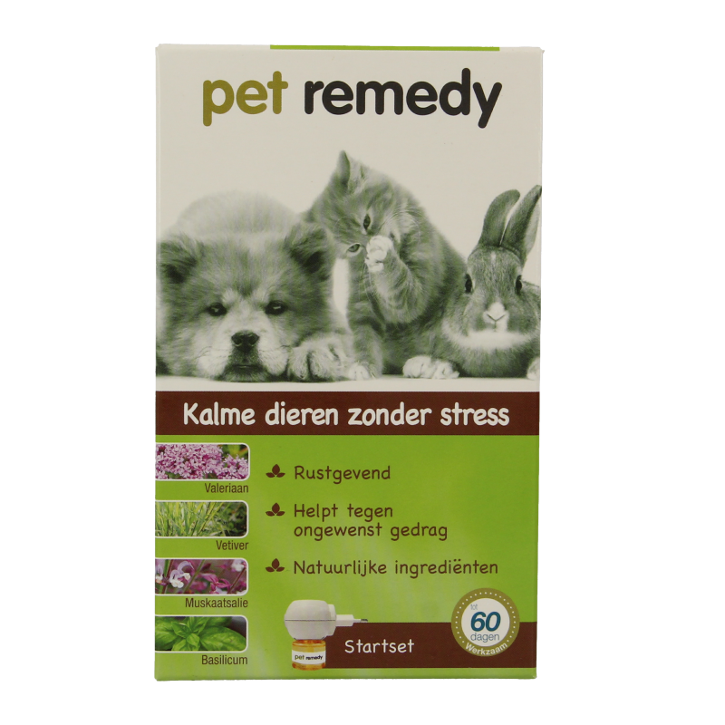 Pet Remedy Verdamper with refill set for pet calming and air freshening, featuring a sleek design in a pet care product image.
