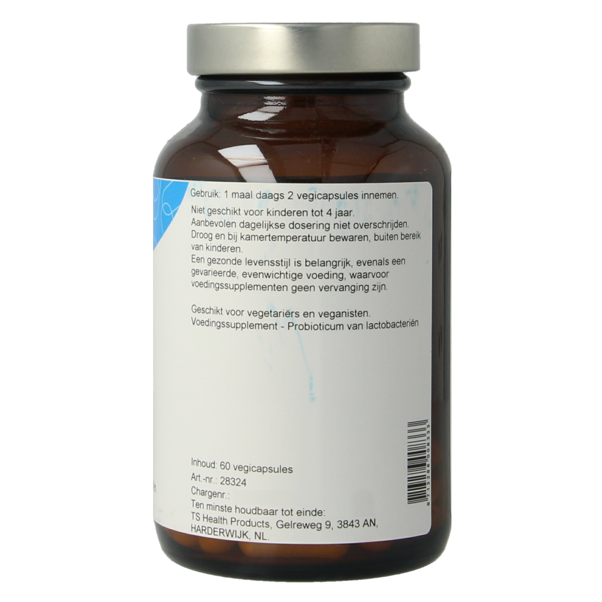 TS Choice Optiflor 60 vegetarian capsules containing micro-organisms, shown in a close-up image.