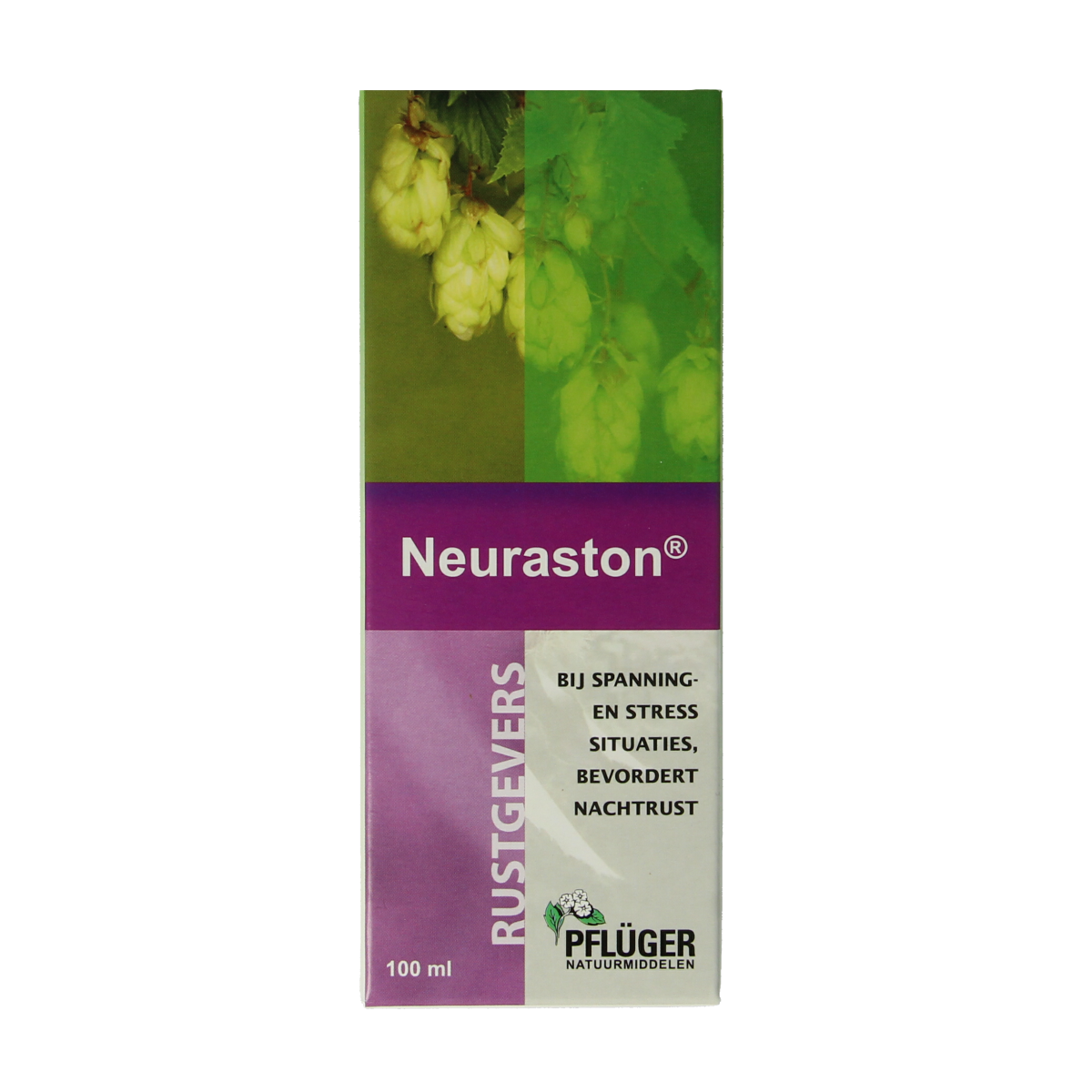 Pflüger Neuraston herbal preparation bottle with 100ml size, featuring a label with green and white design.