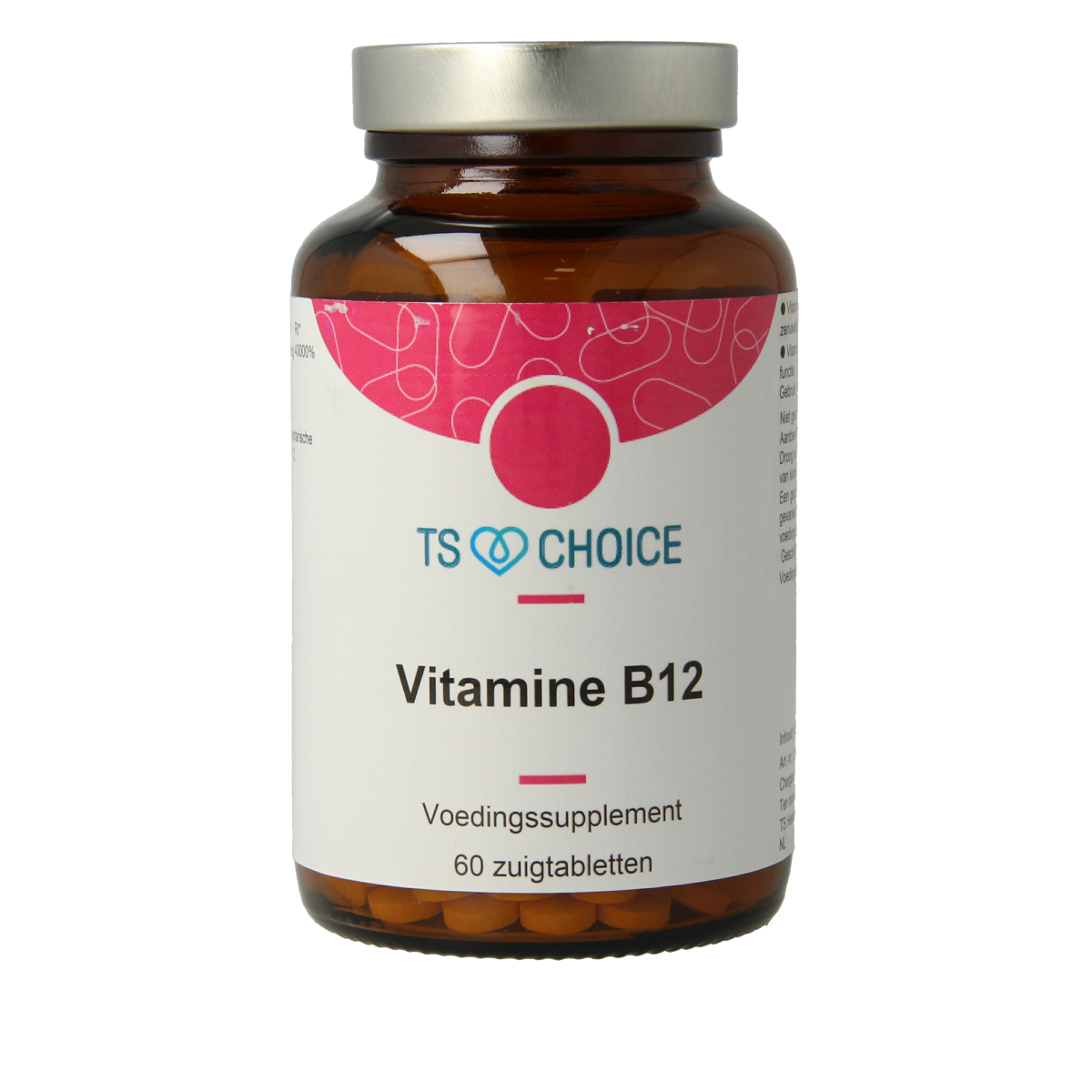 TS Choice Vitamin B12 cobalamin lozenges, 60 chewable tablets, showing the supplement packaging with the product label.